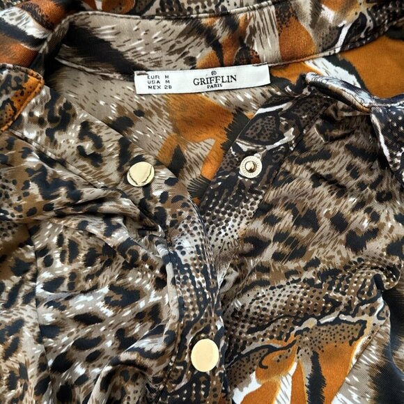 Grifflin Paris Multi Color Animal Print Pattern Sleeveless Belted Dress M - Picture 4 of 4